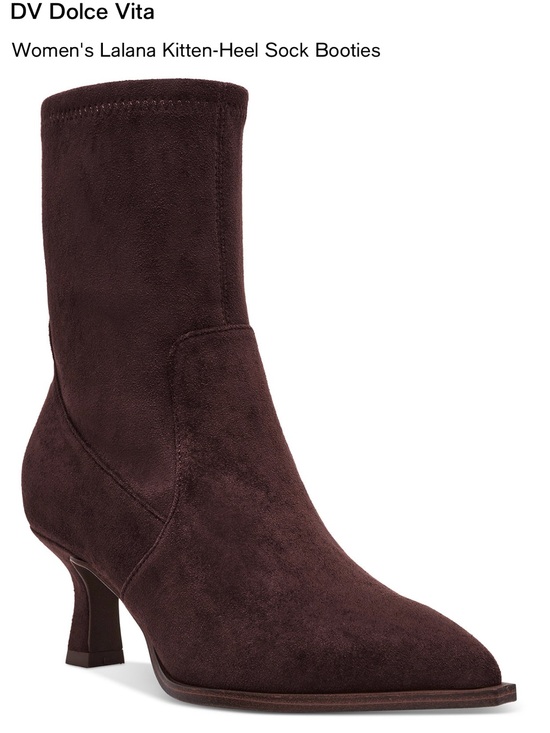 DV by Dolce Vita Shoes - DV by Dolce Vita Lalaña Kitten-Heel Sock Booties in Dark Brown suede NIB NWT